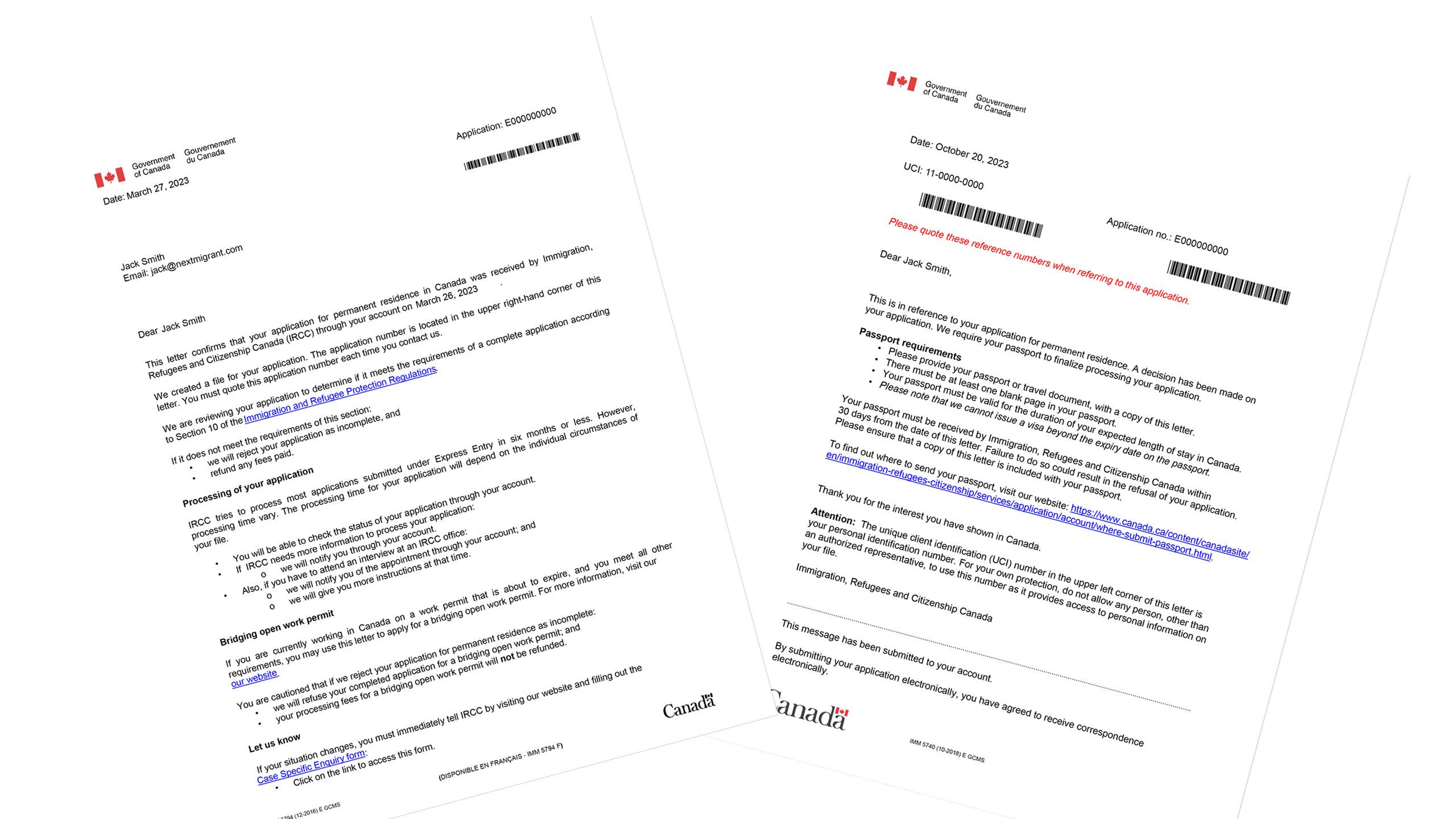 Acknowledgement of receipt to Passport Request process